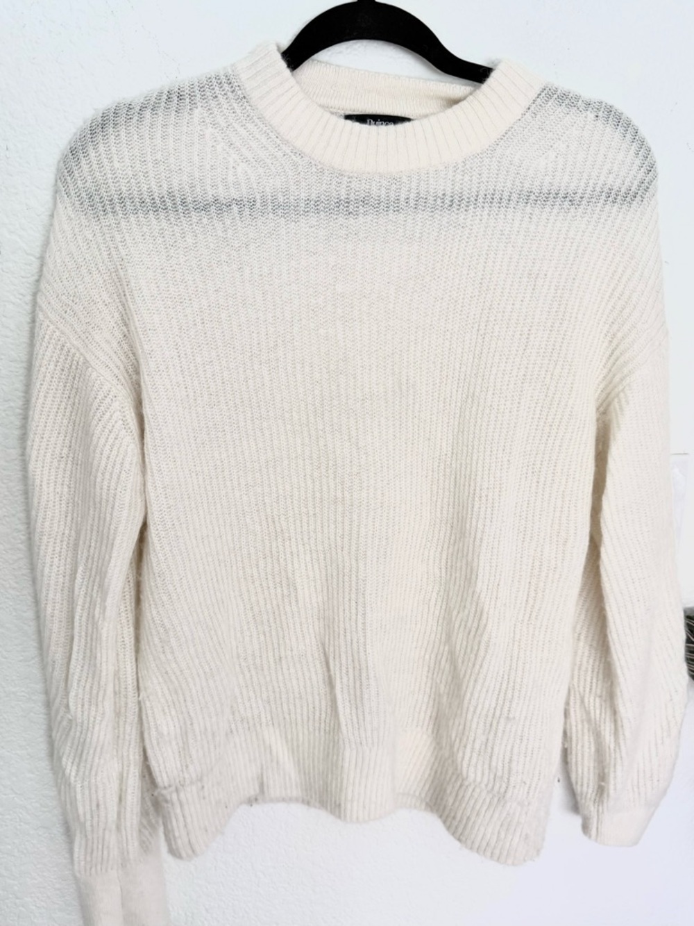 Quince Textured Wool Alpaca Crew Neck Sweater Ivory Size M
